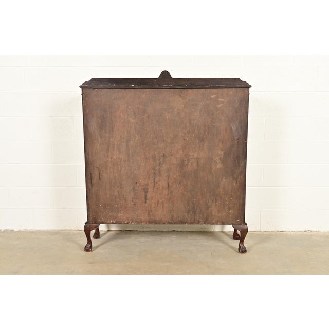 Berkey & Gay Style Antique Chippendale Carved Mahogany Bookcase Cabinet, Circa 1900 For Sale - Image 13 of 14