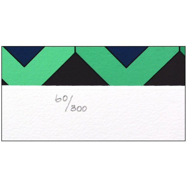 1990s 1990 Vega Cor Geometric Abstract Teal Screen Print Victor Vasarely For Sale - Image 5 of 7