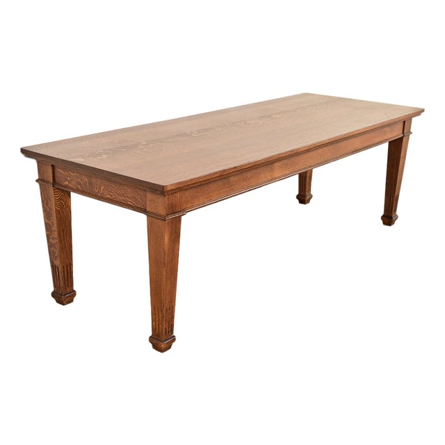 Stickley Brother's Style Antique Mission Oak Arts & Crafts Harvest Dining Table, Newly Refinished For Sale