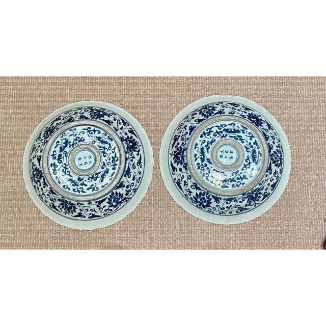 Late 20th Century Pair of Oversized Chinese Blue & White Porcelain Charger Plates With Dragon & Phoenix Motif – 17.4” For Sale - Image 5 of 12