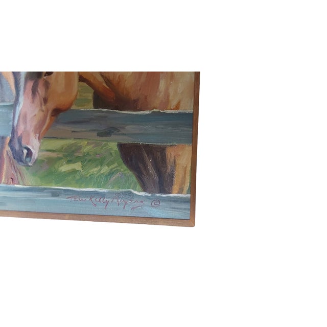 1980s Oil Painting of Horses, Framed For Sale - Image 4 of 5