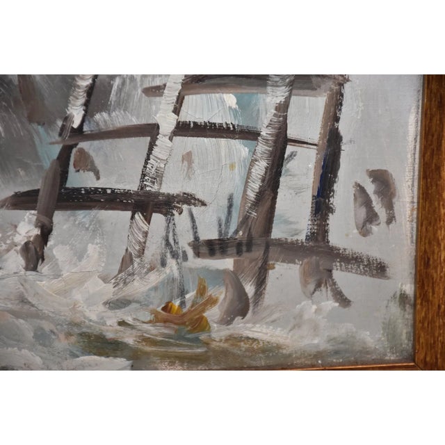 Gold Antonio Divity (Italy, 1901-1993) Oil on Canvas, Winter Village Scene For Sale - Image 8 of 8