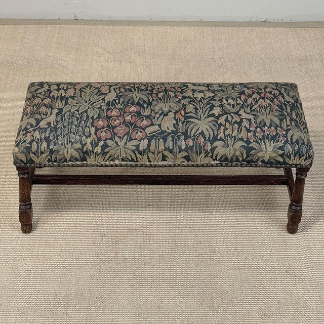 Antique Renaissance Revival Floral Needlepoint Tapestry Bench For Sale - Image 14 of 18