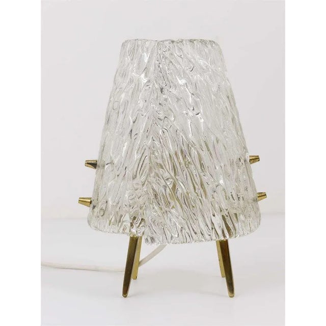 Metal Mid-Century Brass & Textured Glass Table Lamps attributed to J. T. Kalmar for Kalmar, Austria, 1950s, Set of 2 For Sale - Image 7 of 11
