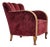 Danish Armchair in Cherry-Red Furniture Velour, 1960s For Sale