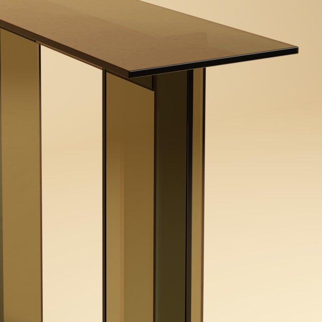 Contemporary Console Table in Bronzed Glass by Lebanto For Sale - Image 3 of 5