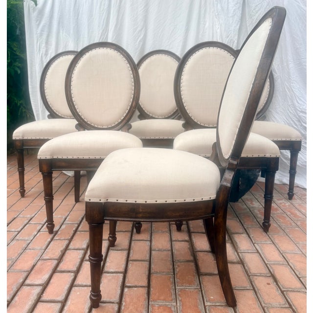 French Country Stanley Furniture European Farmhouse Louis XVI Medallion Dining Chairs-Set of 6 For Sale - Image 3 of 14
