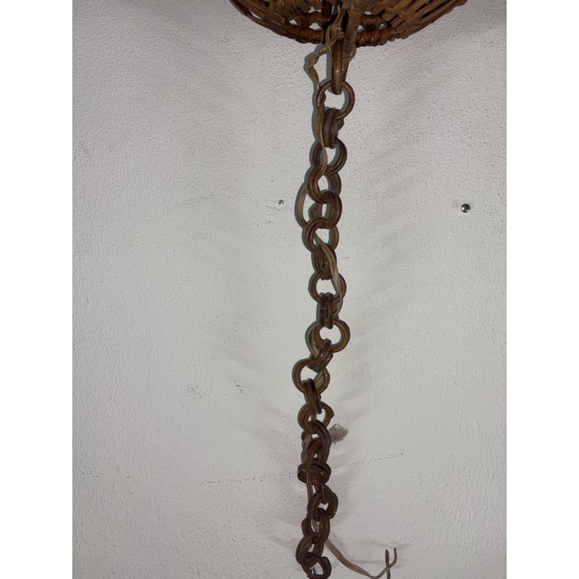 Wood Vintage Pendant Light in Bamboo, 1920 For Sale - Image 7 of 9