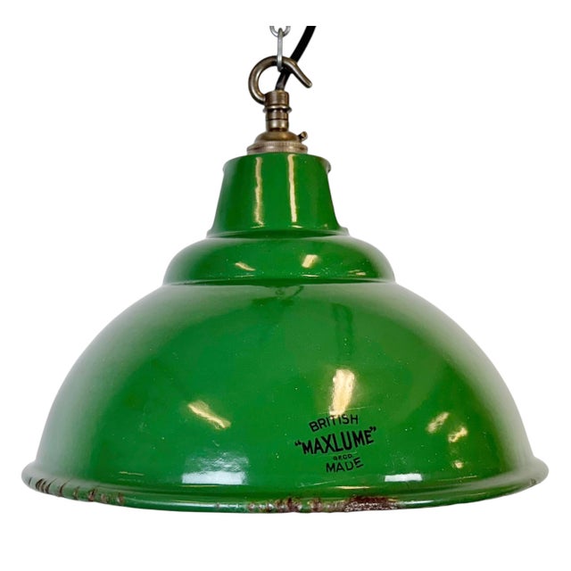 Industrial Green Enamel Factory Pendant Lamp from Maxlume, 1960s For Sale - Image 18 of 18