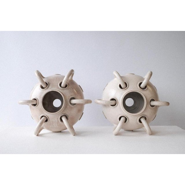 Contemporary Embryo Wall Lights in Glazed White Stoneware by Robin Kerr, Set of 2 For Sale - Image 3 of 7