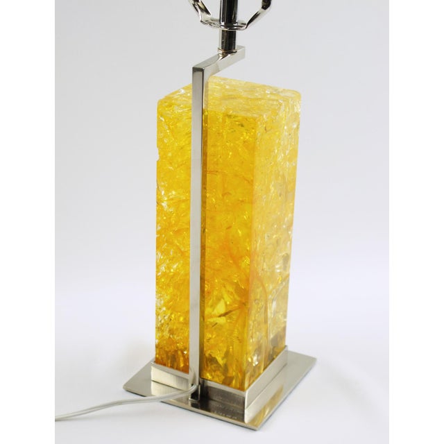 Marie-Claude de Fouquieres Yellow Fractal Resin and Chrome Table Lamp For Sale In Atlanta - Image 6 of 8