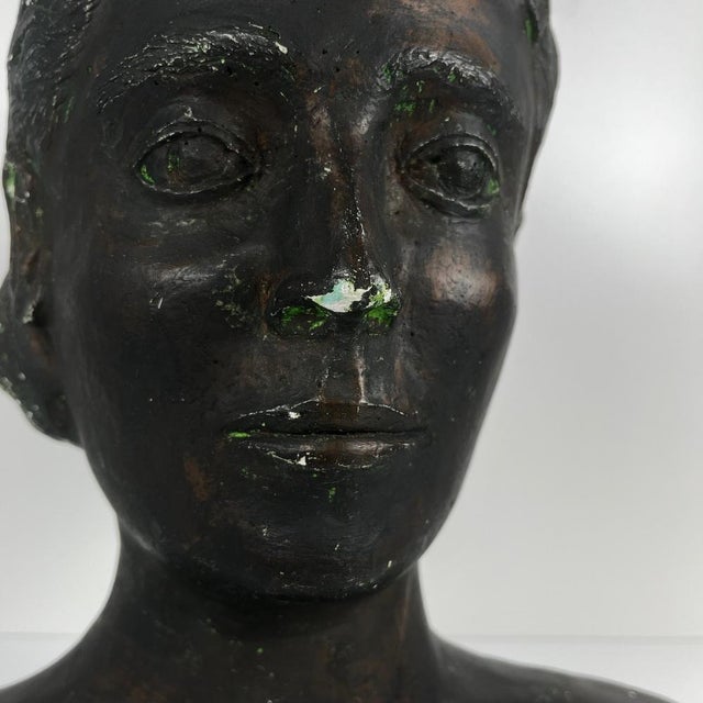 Neoclassical Style Plaster Bust of a Woman by M. Mongey, 20th Century For Sale - Image 16 of 17