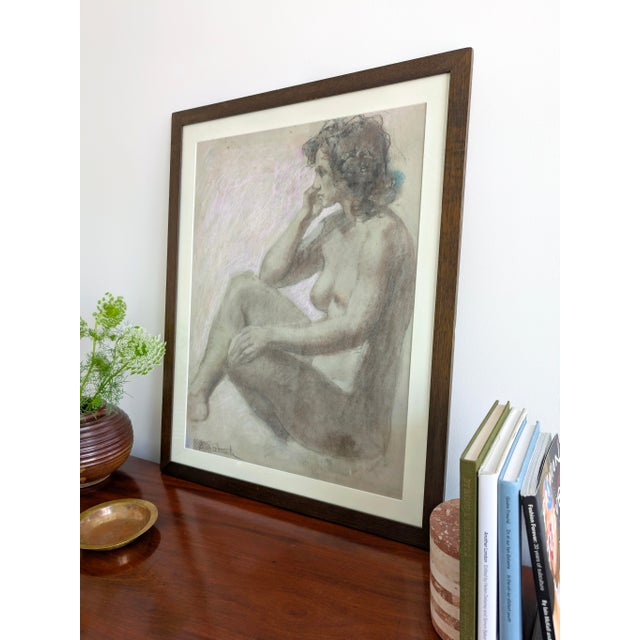 Black Emilia Castaneda, Female Nude, 1960s, Charcoal Drawing on Paper For Sale - Image 8 of 16
