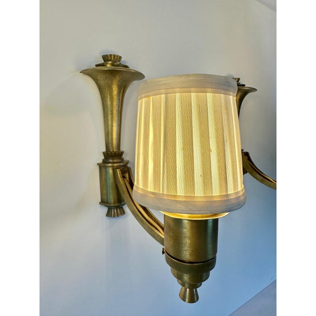 1940s English Bronze Sconces - a Pair For Sale - Image 4 of 12
