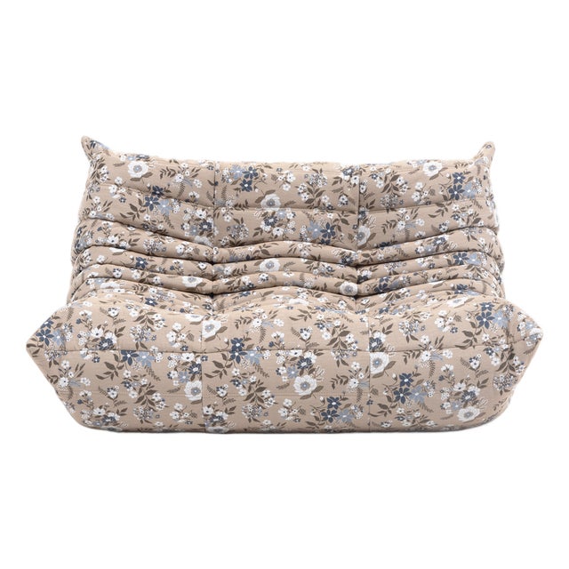 Togo Three-Seater Sofa in Pattern Fabric by Michel Ducaroy for Ligne Roset For Sale
