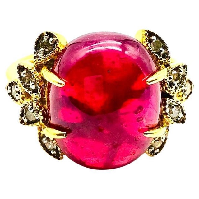 Bochic "Orient" Vintage African Ruby & Diamond Ring Set In 18K Yellow Gold For Sale - Image 15 of 18