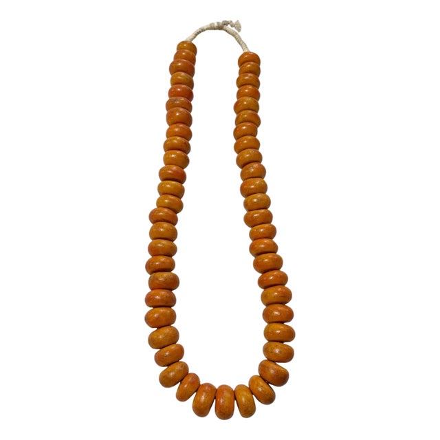 Vintage African Necklace /Currency 50 Amber Trade Beads Nigeria For Sale