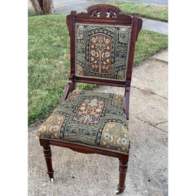 Antique 19th Century Eastlake Victorian Aesthetic Movement Mahogany Parlor Chair For Sale - Image 10 of 10