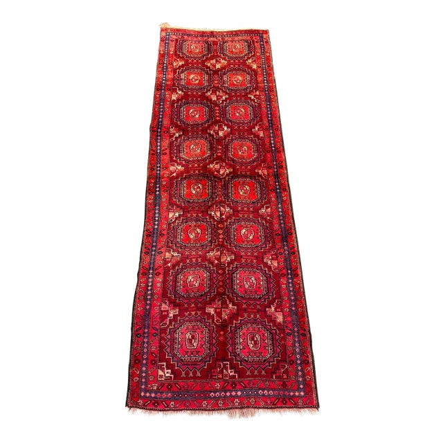 Vintage Hand Knotted Turkmen Runner Rug For Sale
