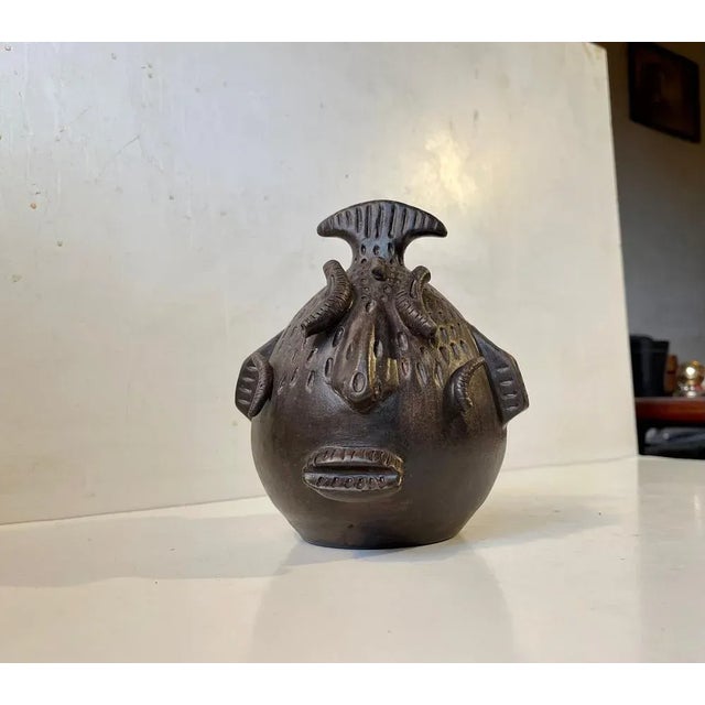 Vintage Aztec Warrior Two-Faced Pottery Head, 1980s For Sale - Image 10 of 10