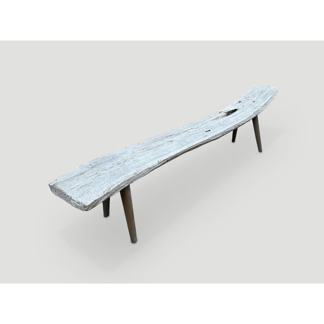 Contemporary Andrianna Shamaris Teak Wood Long Bench For Sale - Image 3 of 5