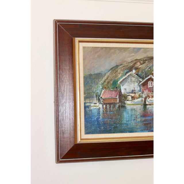 Mid-Century Modern Alf Johansson, Boats, Bohuslän, Oil on Canvas For Sale - Image 3 of 10