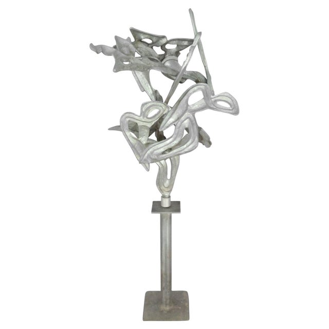 Metal Mid 20th Century Abstract Cast and Welded Aluminum Organic Form Sculpture Signed Joseph For Sale - Image 7 of 7