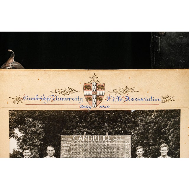 English 1940s Preppy University of Cambridge Riffle Association Antique Photograph Portrait Trophy Hunting Shooting Country Home Decor For Sale - Image 3 of 14