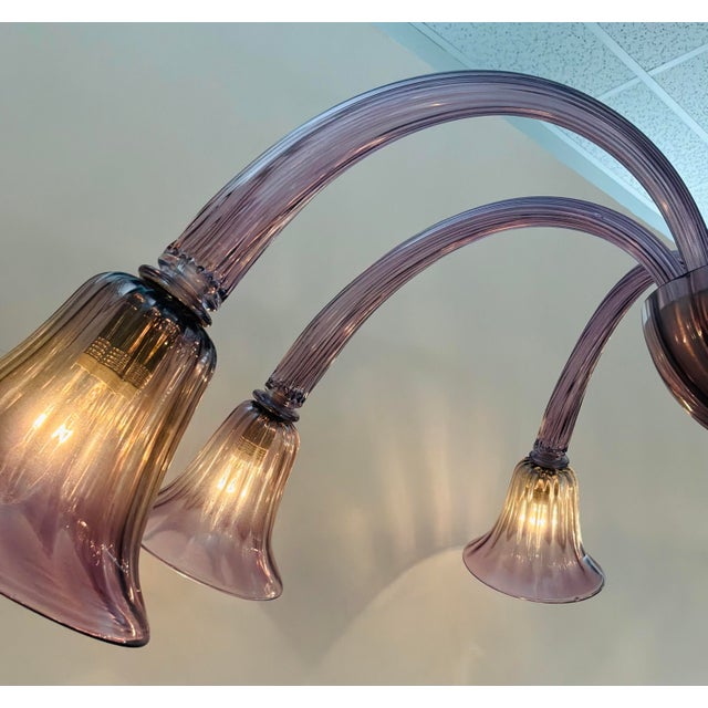 1990s Myran Allan Luxury Lighting Italian Mouth-Blown Amethyst Myran Glass Chandelier For Sale - Image 5 of 5