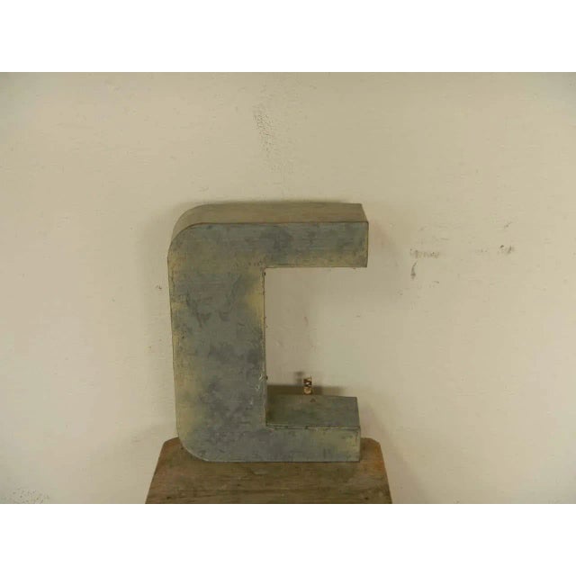 Italian Tin Letter C, 1970s For Sale - Image 6 of 6