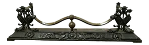 Victorian Art Nouveau Cast Iron and Brass Fender