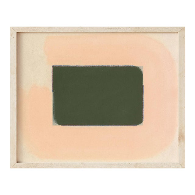 Contemporary Color Field Abstract Pink & Dark Green Print, 24 X 30 Print in Wood Frame For Sale
