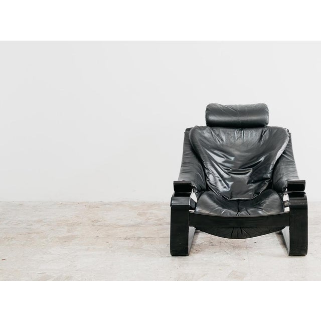 Leather and Wood Kroken Armchair by Åke Fribytter for Nelo MÖbel, Sweden, 1970s For Sale - Image 4 of 12