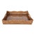 Artifacts Rattan Scallop Rectangular Tray with Glass Insert in Brown For Sale