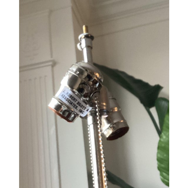 Black Late 20th Century Sally Sirkin for J. Robert Scott Glass and Polished Nickel Lamp With Glossy Parchment Shade For Sale - Image 8 of 8
