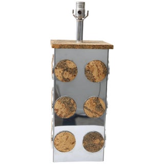Cork & Chrome Table Lamp Paul Evans Style For Sale