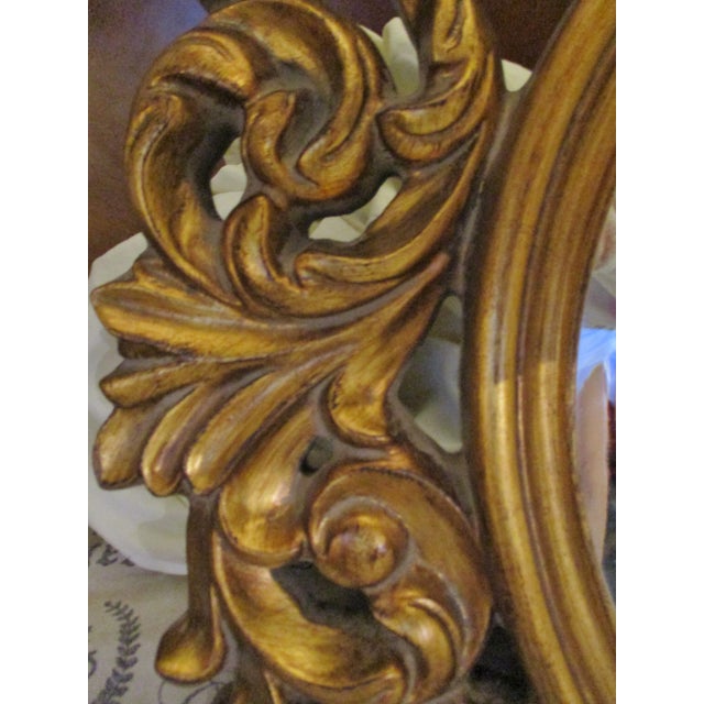 Gold Carved Oval Gold Frame Mirror For Sale - Image 8 of 10