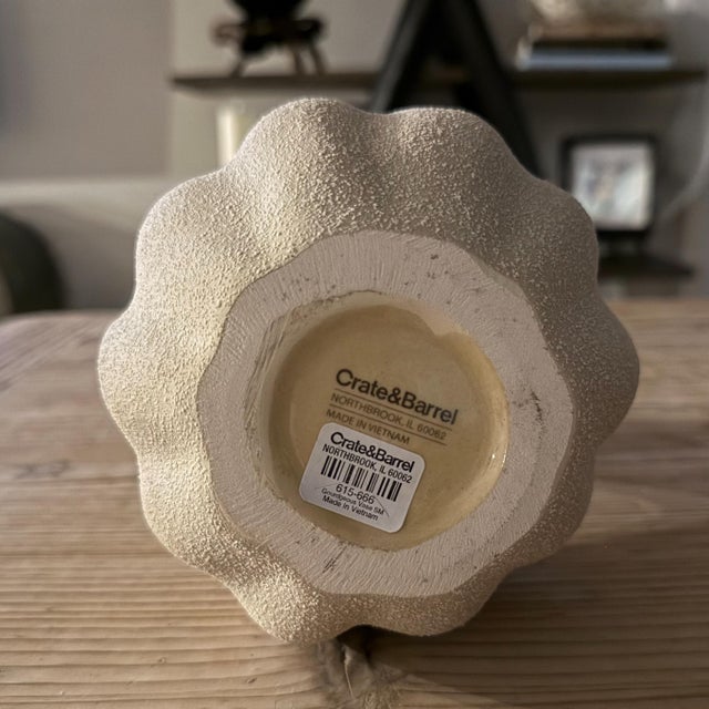 2020s Crate & Barrel Gourdgeous Small Cream Earthenware Vase For Sale - Image 5 of 5