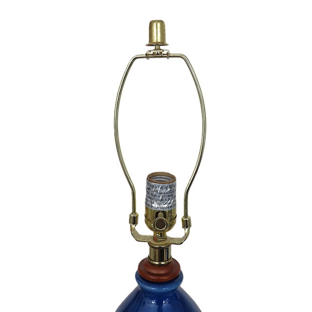 Mid-Century Modern Pair of Blue Ralph Lauren Table Lamps Double Gourd Designer For Sale - Image 3 of 6