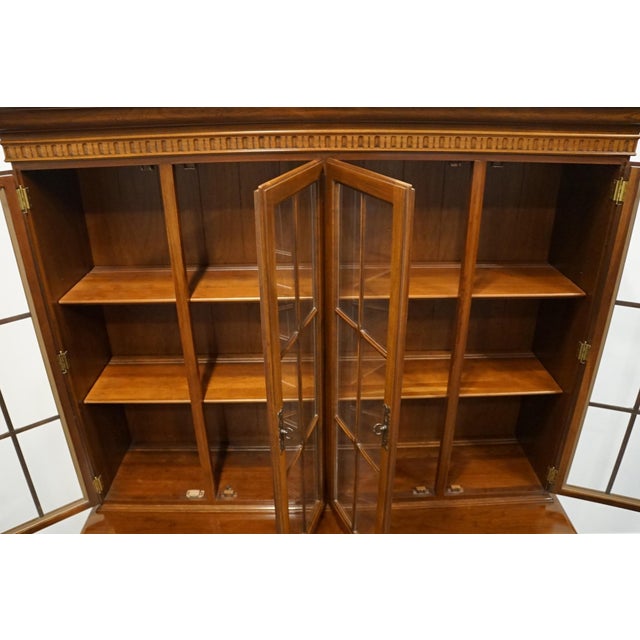 Late 20th Century Ethan Allen Georgian Court Solid Cherry Traditional Style 58" Buffet W. Lighted Display China Cabinet 11-6047 / 11-6098 For Sale - Image 5 of 15
