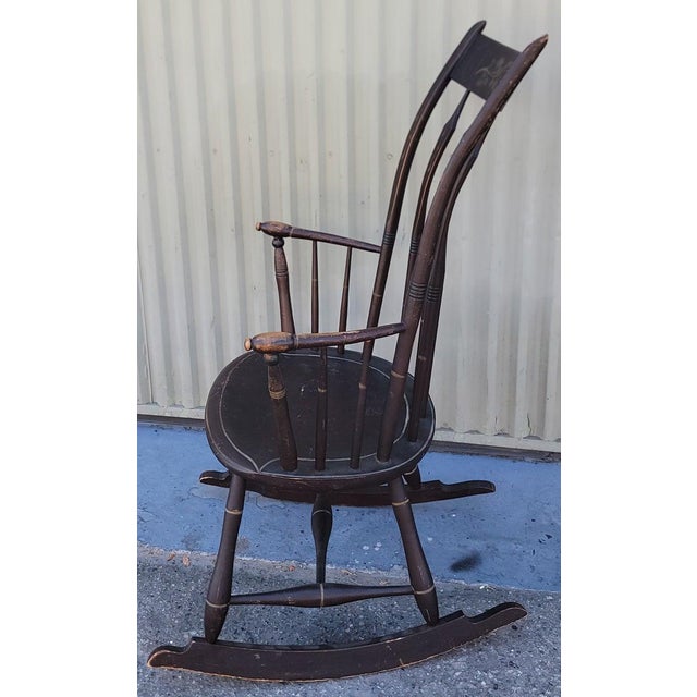 19th Century 19Thc Paint Decorated Windsor Rocking Chair For Sale - Image 5 of 8