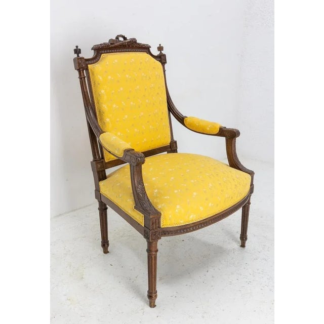 19th Century French Walnut Fauteuil Armchair For Sale - Image 4 of 10