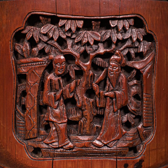 Antique Handmade Spice Pot, Oriental, Carved Bamboo, Treen, Kitchen, Art Deco For Sale - Image 11 of 12