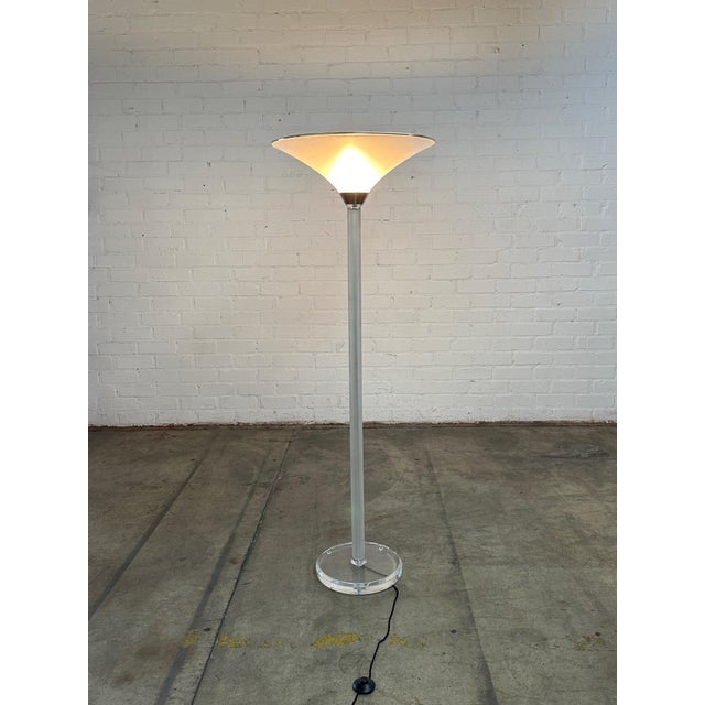 Italian 1970s Italian Lucite Floor Lamp With Chrome Details For Sale - Image 3 of 5