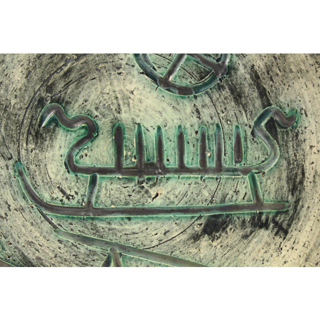 Mid-Century Modern Mid-Century Norwegian Arol Halden Studio Pottery Plate With Viking Ship & Symbols For Sale - Image 3 of 9