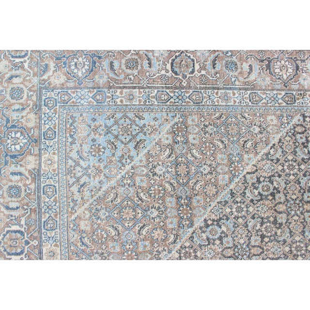 Gray Medium Blue and Gray Background Persian Tabriz Rug With All-Over Herati Design 8'6 X 11'7 For Sale - Image 8 of 18