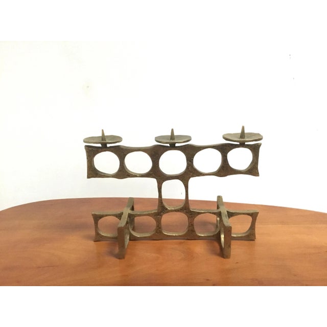 1960s Vintage Brutalist Brass Candleholder For Sale - Image 5 of 5