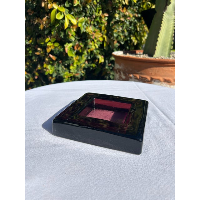 Vintage Plum Glass Square Catchall Dish For Sale - Image 14 of 17