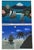Striking vintage pair of Japanese scenic paintings depicting dramatic waterside landscapes with Mount Fuji, pagodas,...