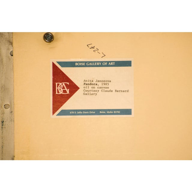 Black Realist Figurative Oil Painting 1985 "Pandora" by Anita Janasova For Sale - Image 8 of 10